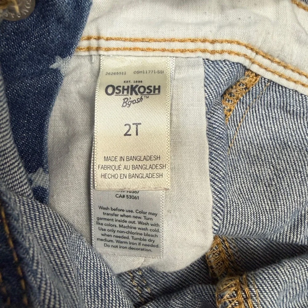 OshKosh B'gosh Toddler 2T Star Print Denim Shortalls Blue Vestbak Overalls